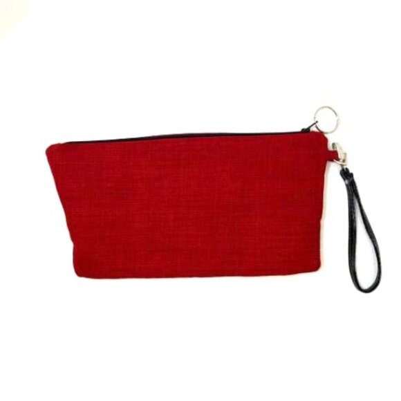 Susan Gail Purse Wristlet Clutch Red Fabric w/ Black & White Detail - Picture 3 of 5
